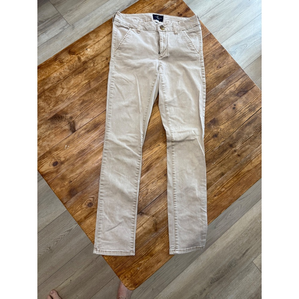 American Eagle Skinny Khaki Pants Tan Women's 4 Regular Office Minimalist GUC